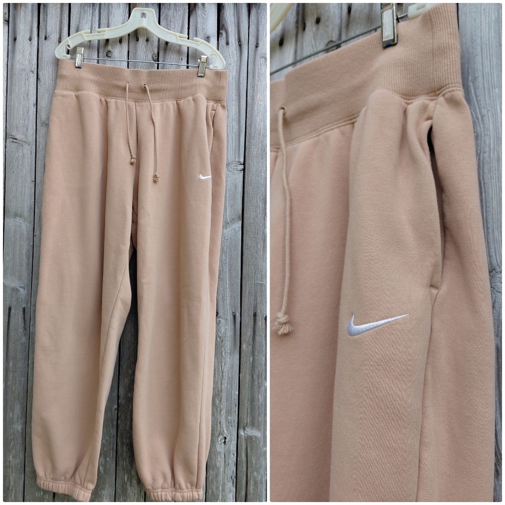 Nike light brown & white thick straight leg sweatpants - Mens size L Large